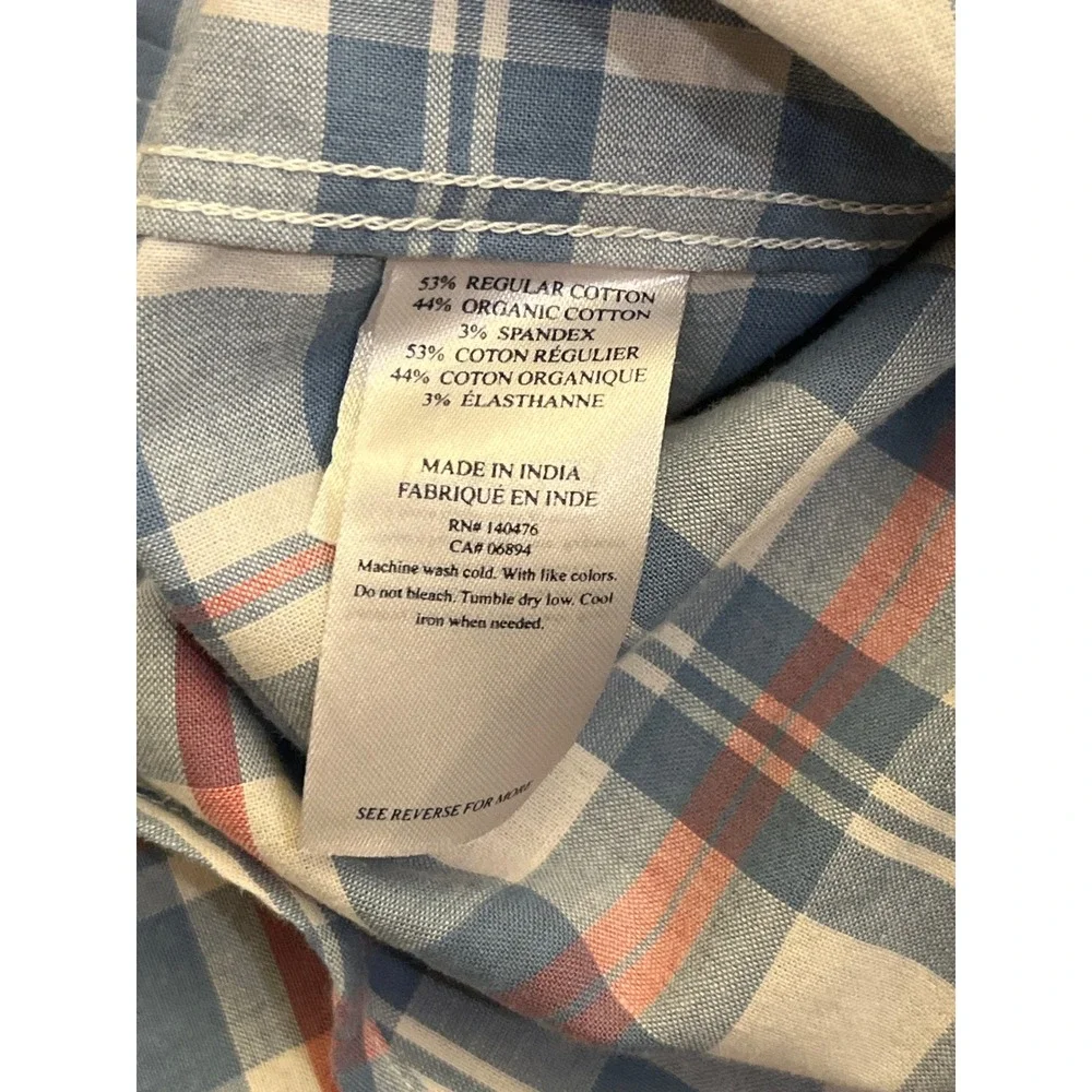 Lot of 2 Faherty Brand Mens Plaid Button Down Shirts Blue Red White Size Medium